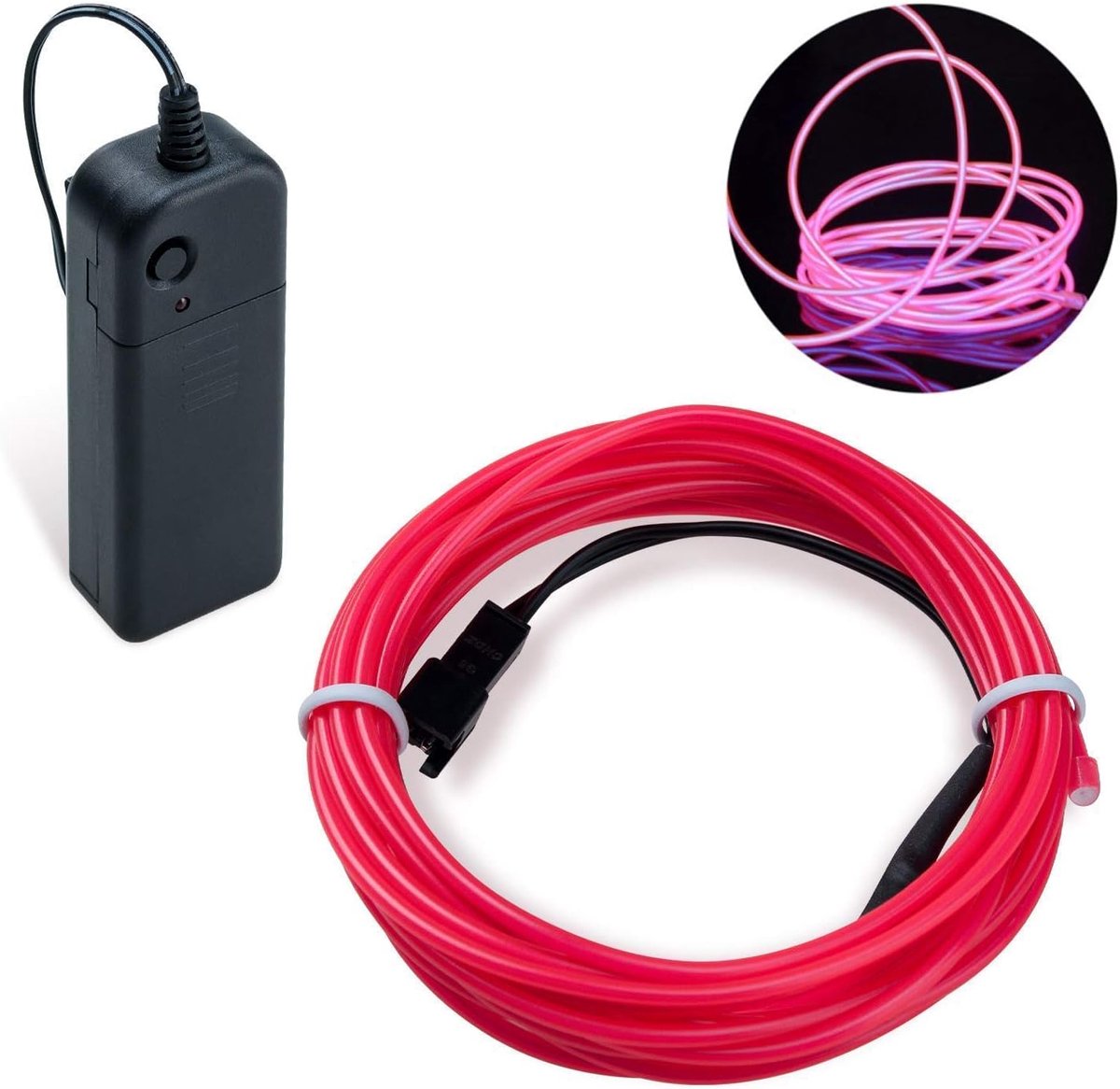 Flexibele neon verlichting, 3 m, lichtslang, lichtsnoer, EL-kabel, draad met 3 modi voor discofeesten, kinderen, Halloween, kostuum, kleding, kerstfeesten (roze, 3 m)