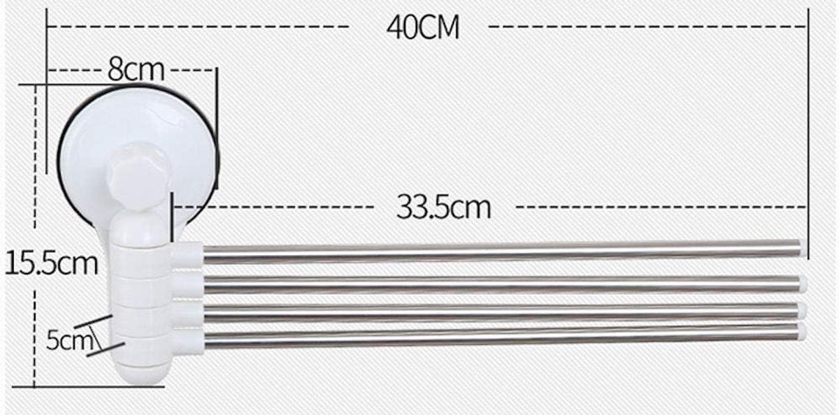 180 Graden Draaibaar Handdoekenrek met 4 draaibare armen - Muurbevestiging met zuignap - Keuken/Badkamer - Handdoekrek/Handoekstang - Decopatent