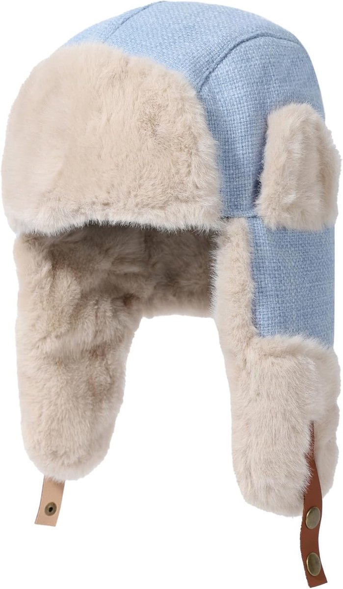 Trappermuts met dik imitatiebont, oorkleppen en verstelbare kinriem - Unisex Ushanka Pilot Style voor heren en dames, winddichte thermische hoed