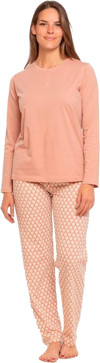 Damespyjama 100% Katoen met Lang Shirt en Lange Broek - Pyjama voor alle seizoenen - Lente en Zomer