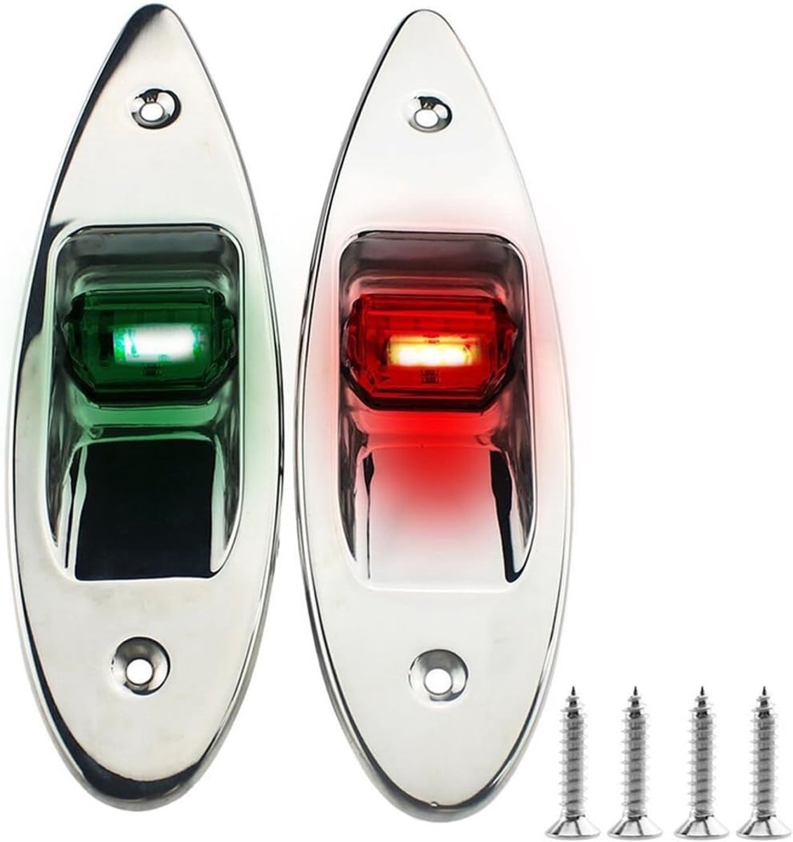 2 stuks 12 V verzonken navigatiesignaalverlichting, Arc Side, voor boten, jachten en marine (rood, groen)