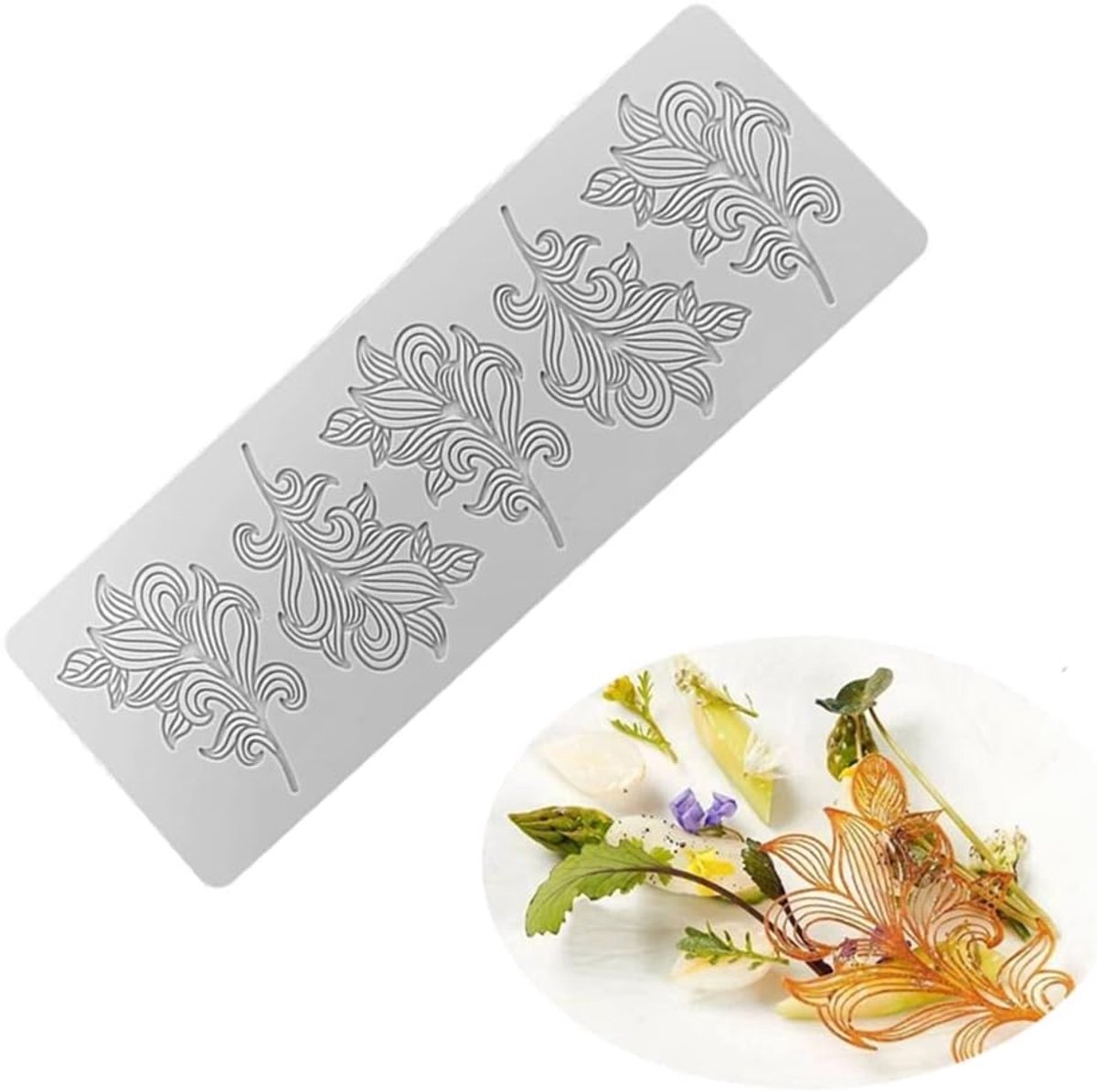 3D Holle Blad Fondant Kant Mal Multi Bladeren Bloem Snoep Chocolade Suiker Craft Taart Decoratie Cupcake Top (Een Blad_30.27 * 10.67 * 0.3cm)