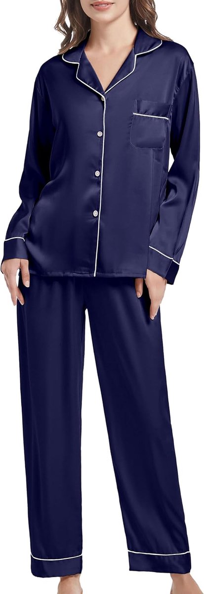 Pyjama voor dames satijnen pyjama set button down dames pyjama tweedelige zijden pyjama voor dames sets