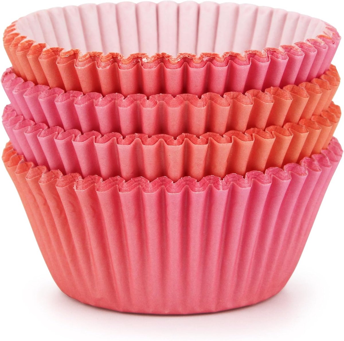 Muffinvormpjes, papier, 100 stuks, cupcake-vormen, muffinvormpjes, papier voor verjaardag, feest, bruiloft (roze-rood)