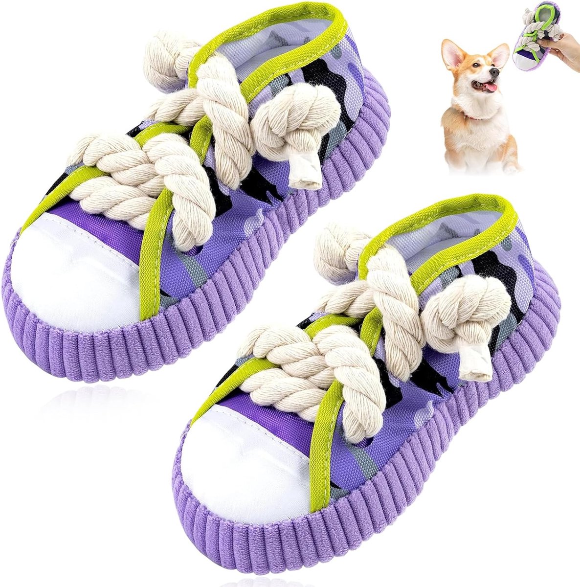 2 stuks hondenspeelgoed, piepend, schattig schoendesign, hondenspeelgoed voor kleine honden en puppy's