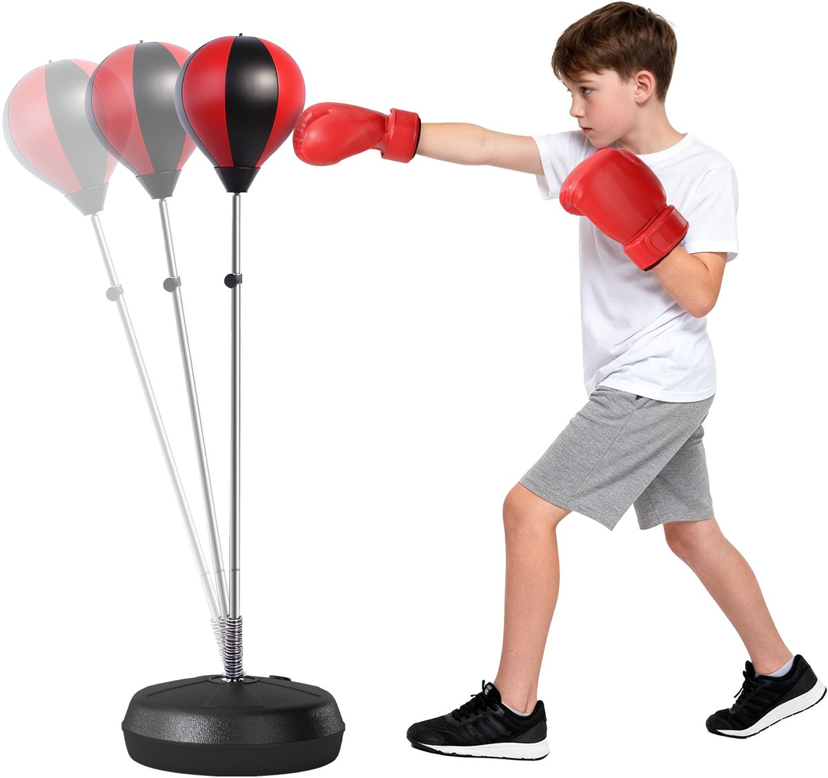 Punchingball Set - 126-144cm -mit Ständer Boxbirne Boxhandschuhen- Verstelbaar in Hoogte