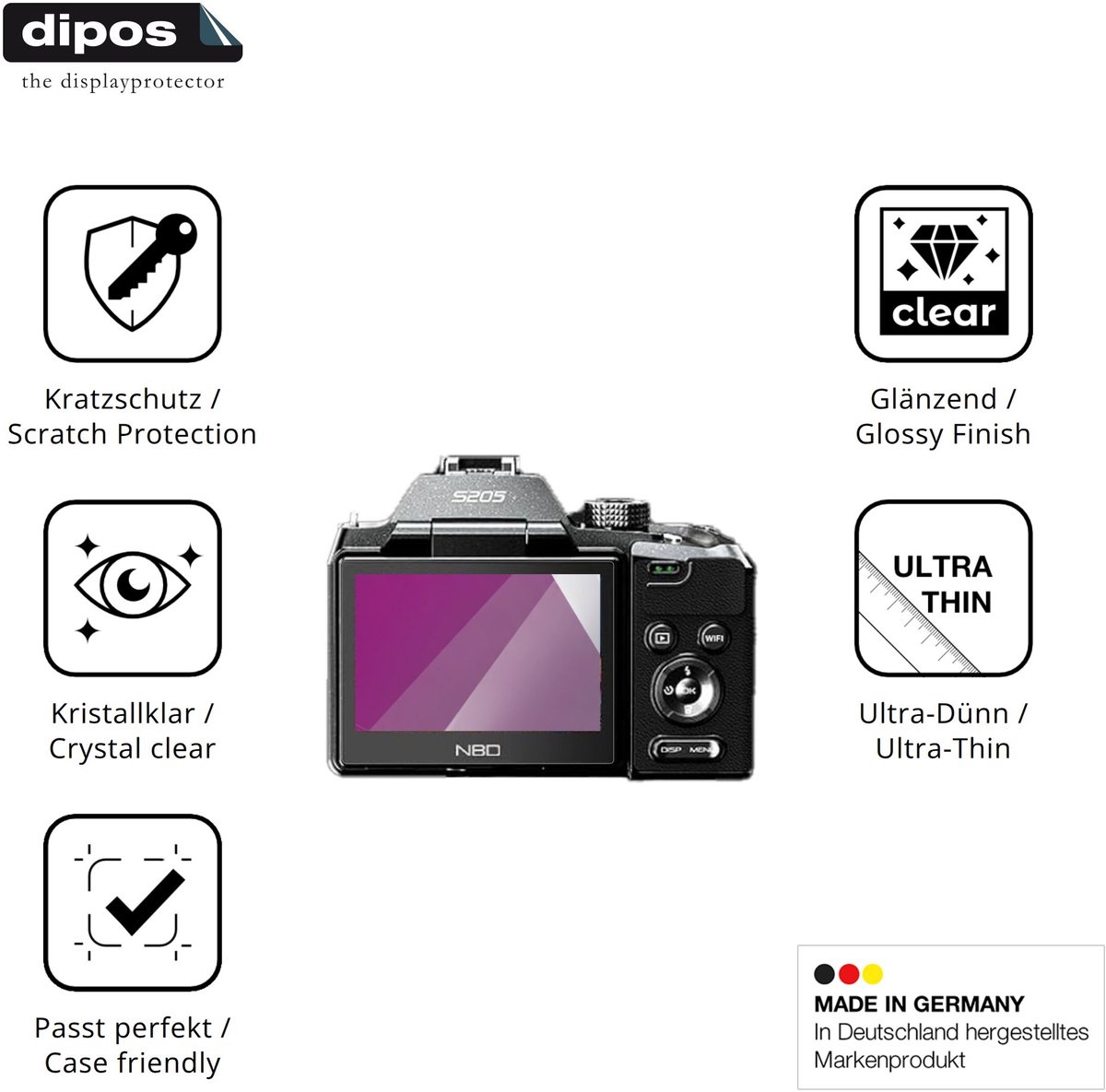 dipos – 4x Beschermfolie geschikt voor NBD S205 | Krasbestendige & heldere Screenprotector Ultra-Thin