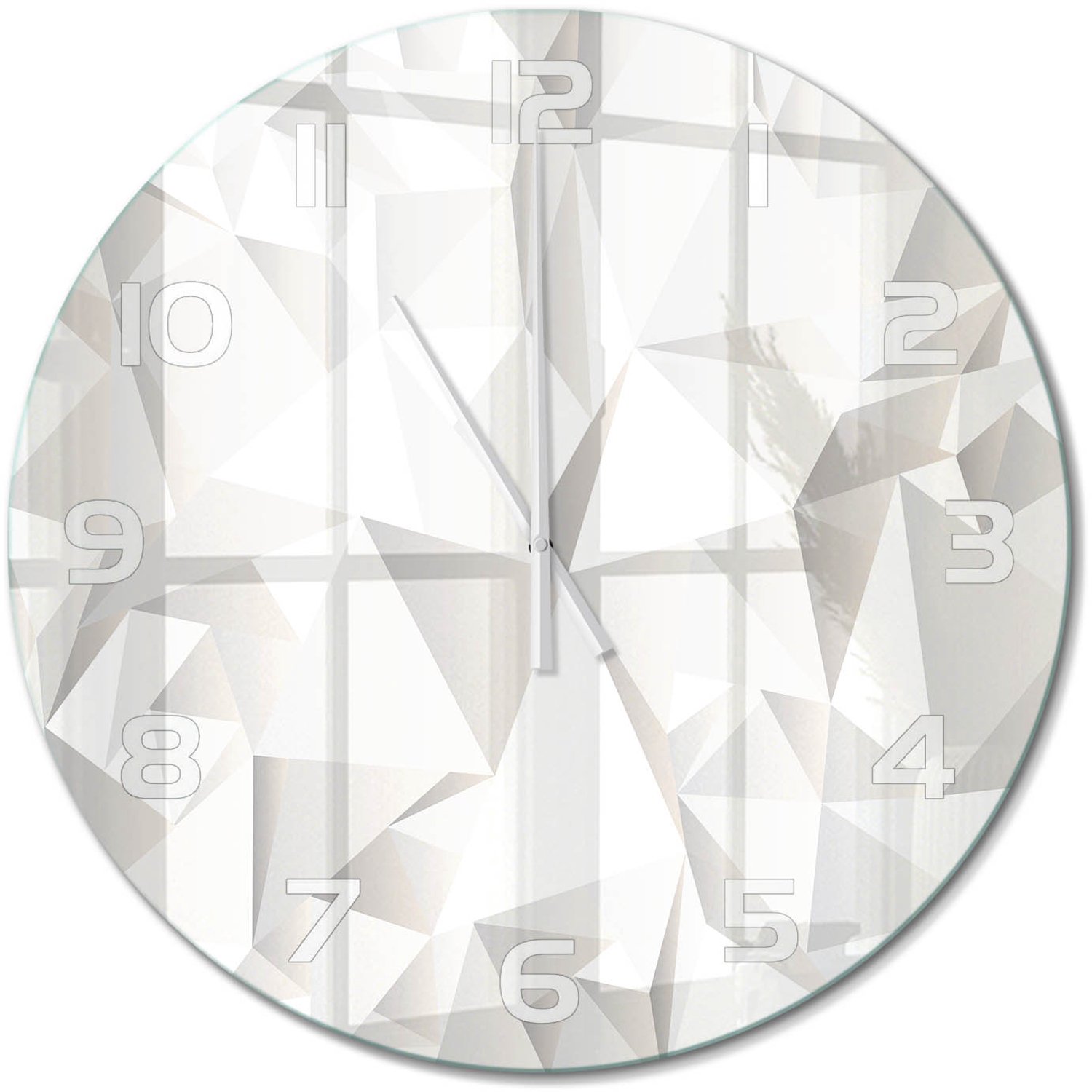 TULUP Wandklok - Abstracte achtergrond Klok Glas Met Opdruk - fi60 cm - Wit Moderne Wandklok Glas - Witte handen - Ronde Klok - Decoratieve Glazen Klok - Glazen Wandklok Design