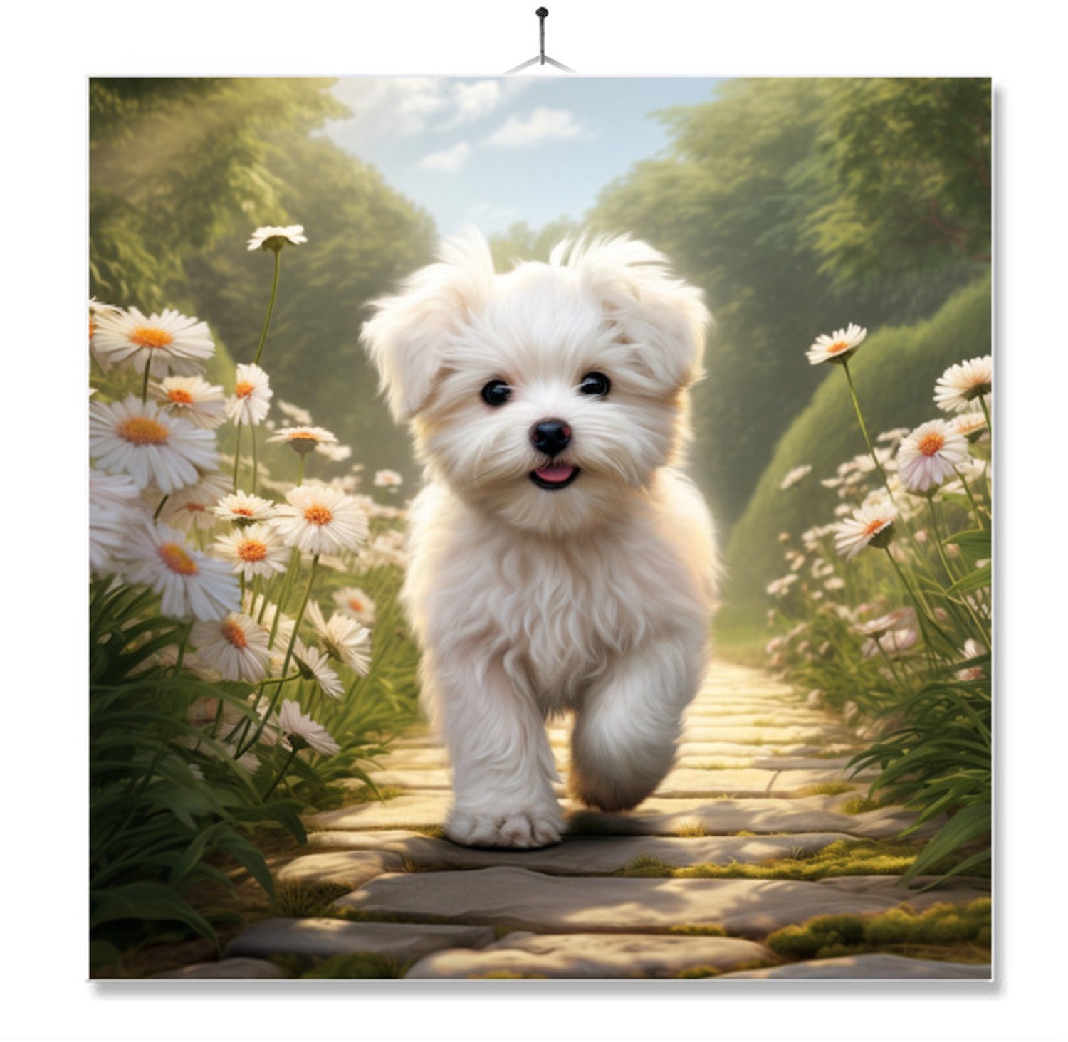 MC Living Tegel Met Opdruk | Geschenk | Puppy In De Tuin | Maltezer Ontwerp 1