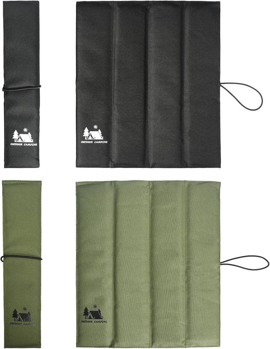 Set van 2 Waterdichte Buitenkussens van Oxford Stof, Vuilafstotend en Ideaal voor Tuin, Kamperen en Festivals (Zwart, Olijfgroen)