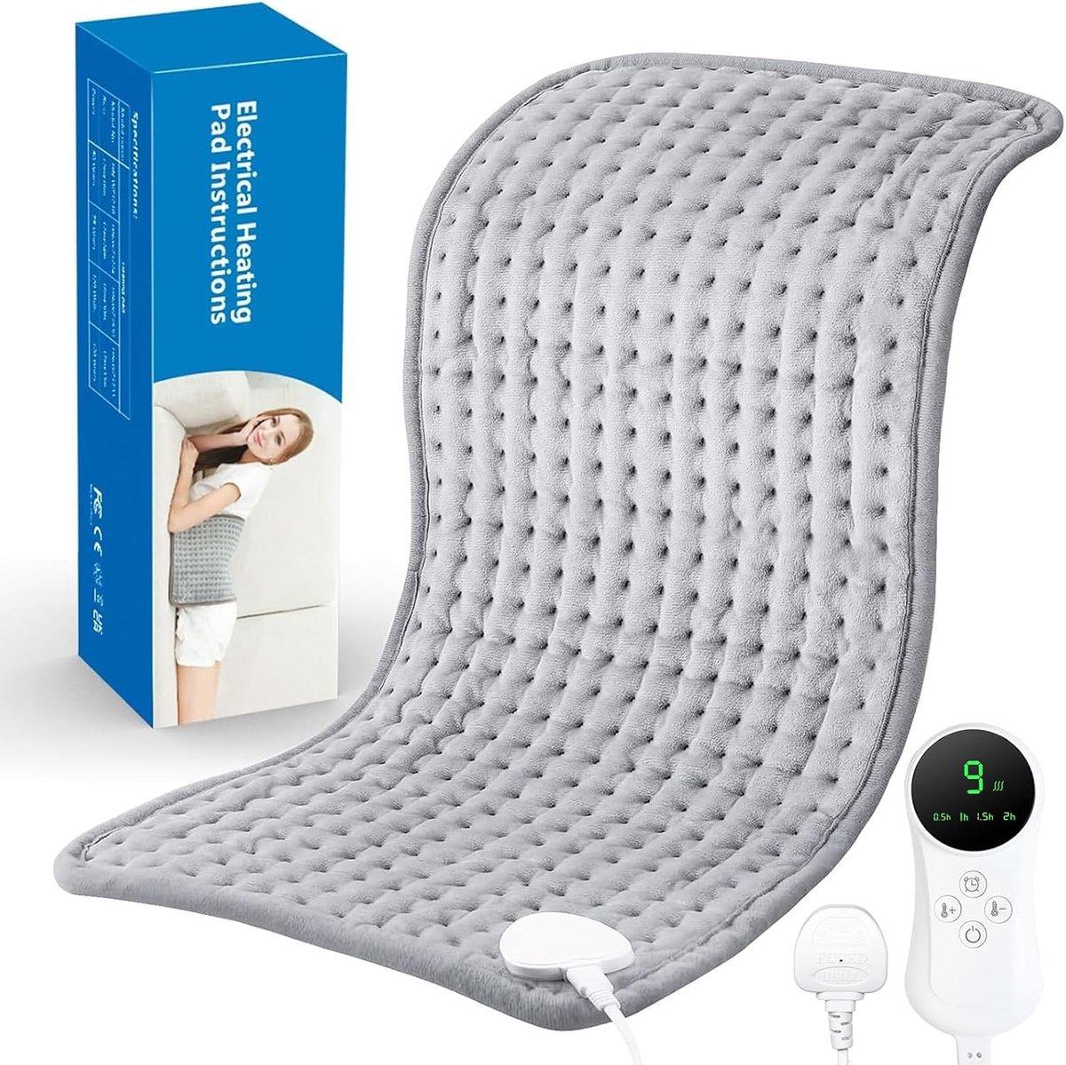 Elektrische deken van 30x60 cm met automatische uitschakelfunctie, 2 uur gebruiksduur, temperatuurbereik 30-65℃