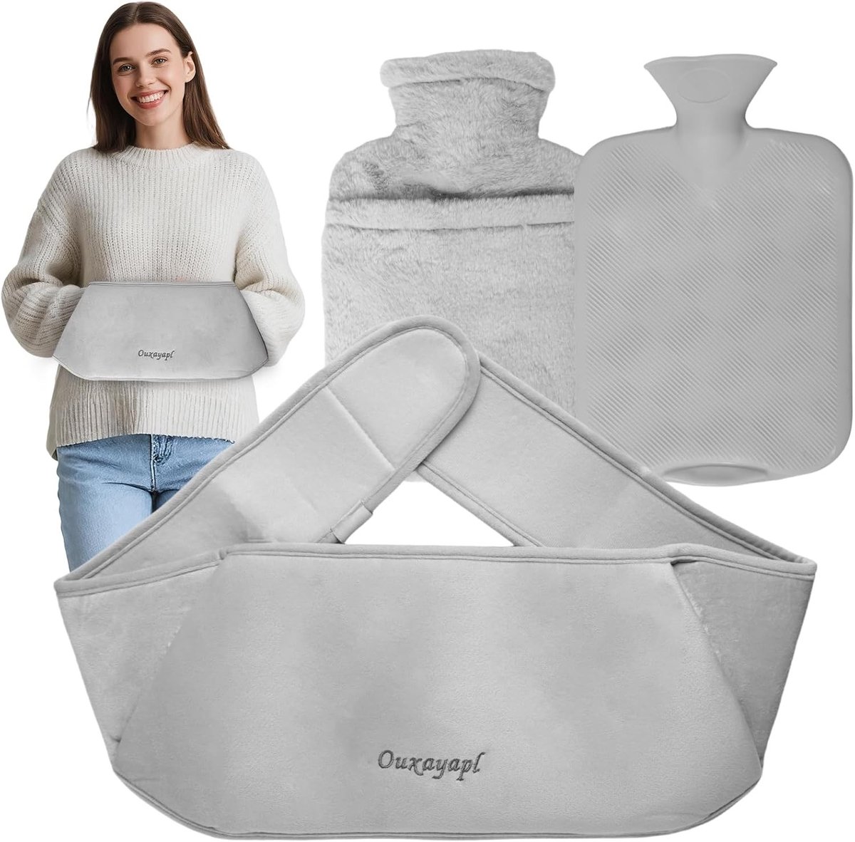 3-in-1 Warmwaterkruik met 1,2 L Capaciteit, Zachte Tailleband en Beschermhoes voor Comfort