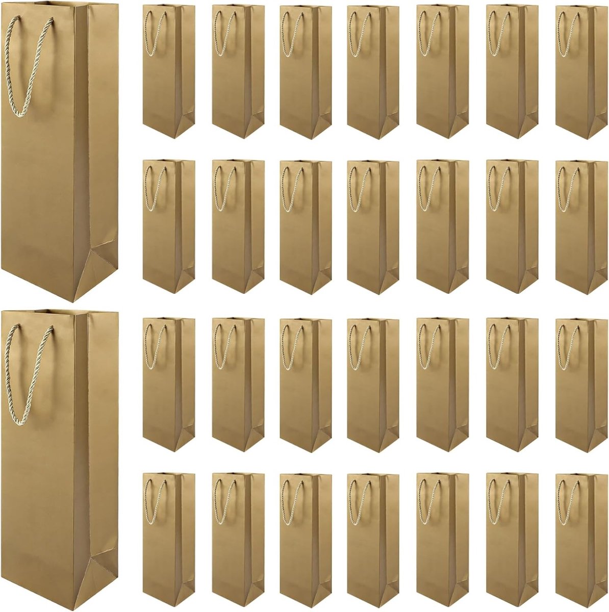 Set van 30 Wijnflessen Tassen, Kraft Papier, Cadeautassen voor Wijn en Champagne, Perfect voor Kerst, Verjaardag en Valentijnsdag