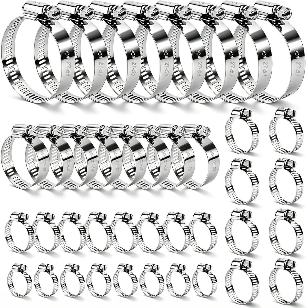 Machineklem - 6-51 mm - Roestvrijstalen Verstelbare Slangklemmen - Voor Bevestigen en Reparatie