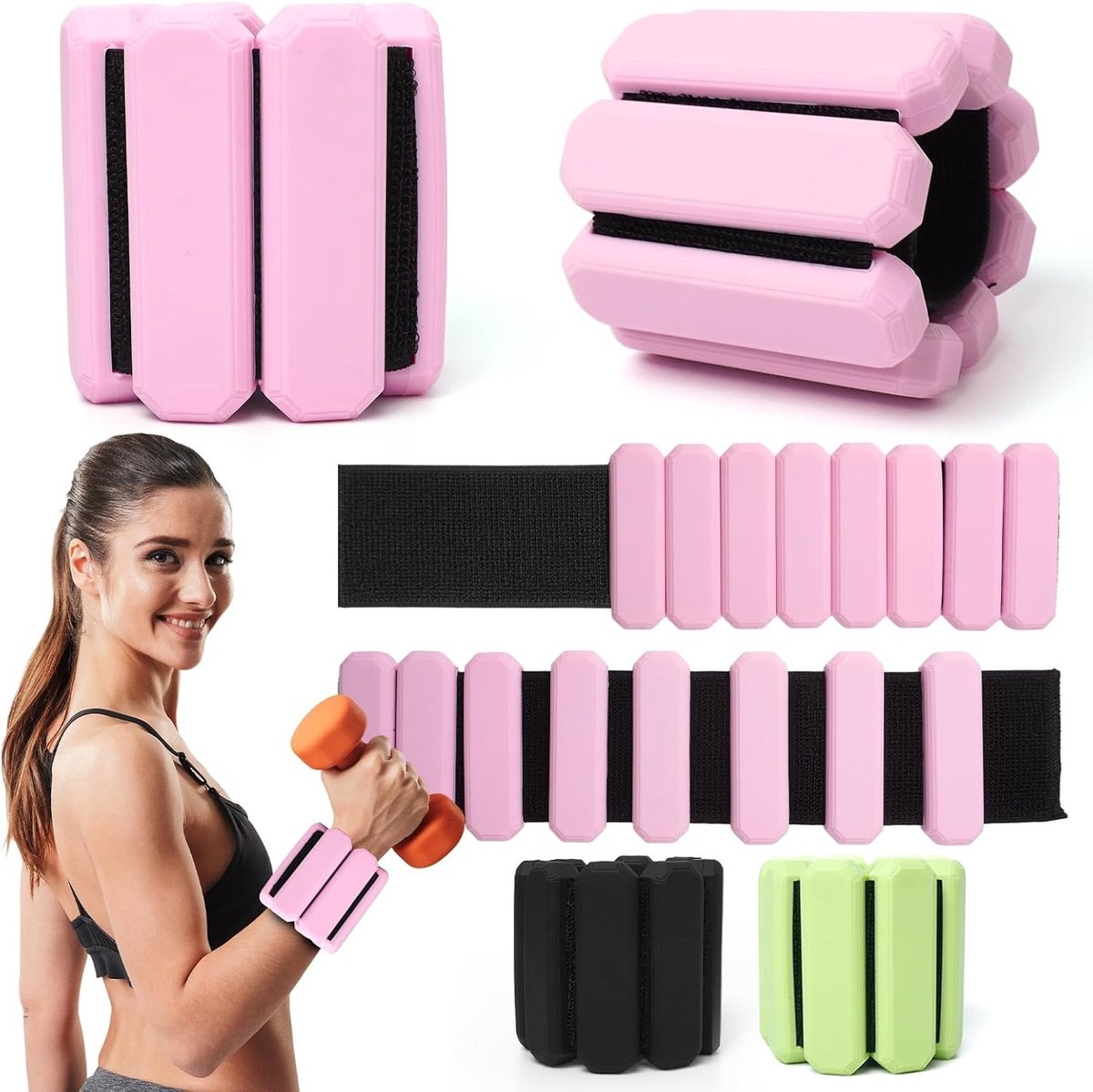 Verstelbare polsgewichten voor yoga en fitness, 2 stuks van 0,45 kg, ideaal voor cardio, pilates en krachttraining