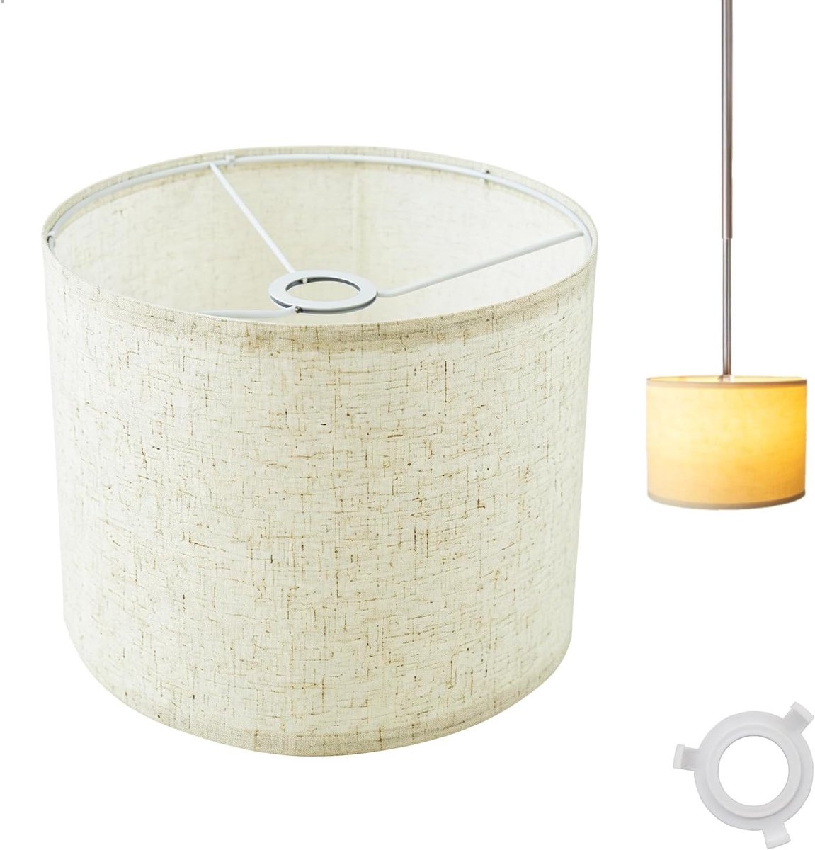 Lampenkap - Beige - H 19 x Ø 26 cm - Stoffen Afneembare Lampenkap - Voor Diverse Lampen en Interieurs