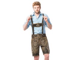 Tannhauser Lederhosen Retro Kort 100% Echt Leder Oktoberfest Heren Lederhosen Man Carnavalskleding Heren - Leer- Maat XL