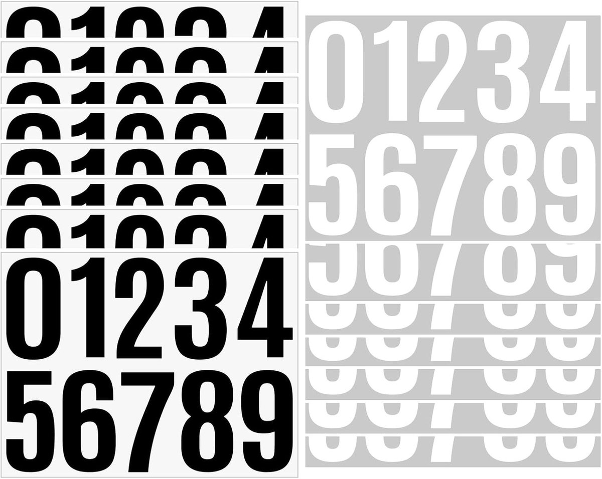 Grote Shiny Nummer Stickers van 10 cm, 160 Stuks, Weerbestendig voor Huizen, Ramen en Postbussen
