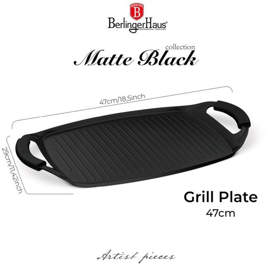 Grillplaat met titaniumcoating, 47 cm, Matte Black Collection — afbeelding 3