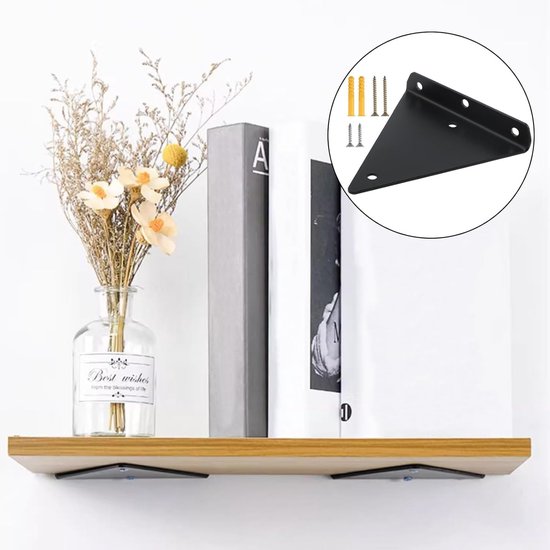 Set van 8 Onzichtbare Driehoekige Planksteunen van 10 cm, 25 kg Capaciteit, Stevige Wandbeugels voor Planken, Boekenplanken en Opslagruimte — afbeelding 4