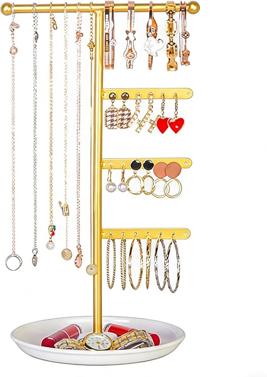 Sieraden Organizer voor Kettingen, Armbanden, Ringen en Oorbellen - T-vormige Metaal Display Stand voor een Opgeruimd en Stijlvol Interieur