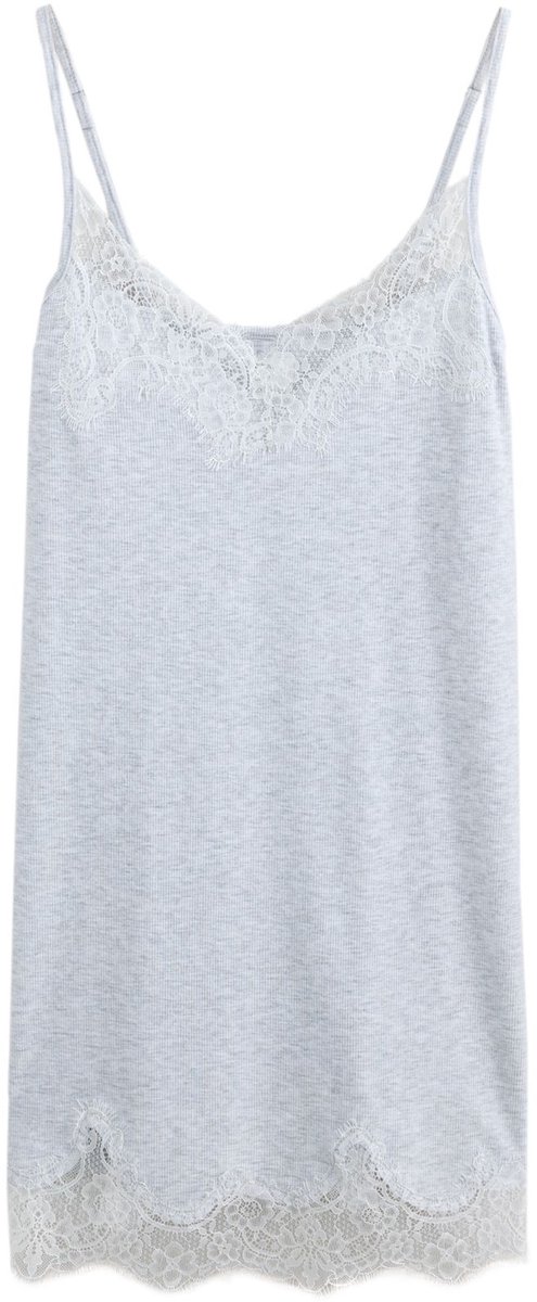 Next - Dames - Geribbelde slip met kanten detail - Grijs