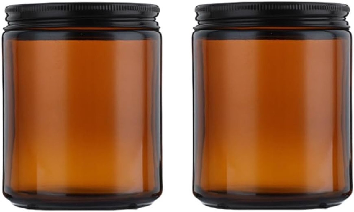 Set van 2 Amber Glazen Potten van 240g - Perfect voor Crème, Lichaamsboter en Specerijen - Ideaal voor Reizen en Opslag