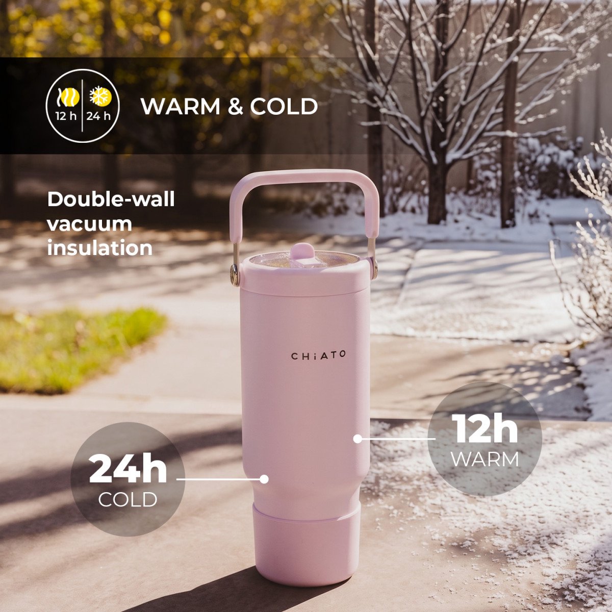 CHiATO Home freshSIP Soft Lavender geïsoleerde tumbler met een flipdeksel en rietje, 946 ml – Lavendel