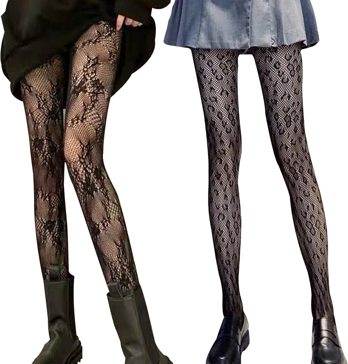 2 Paar Zwarte Thigh High Kousen voor Dames - Zijdeachtige Patroon Kousen met Kant - One Size, 102-105 cm