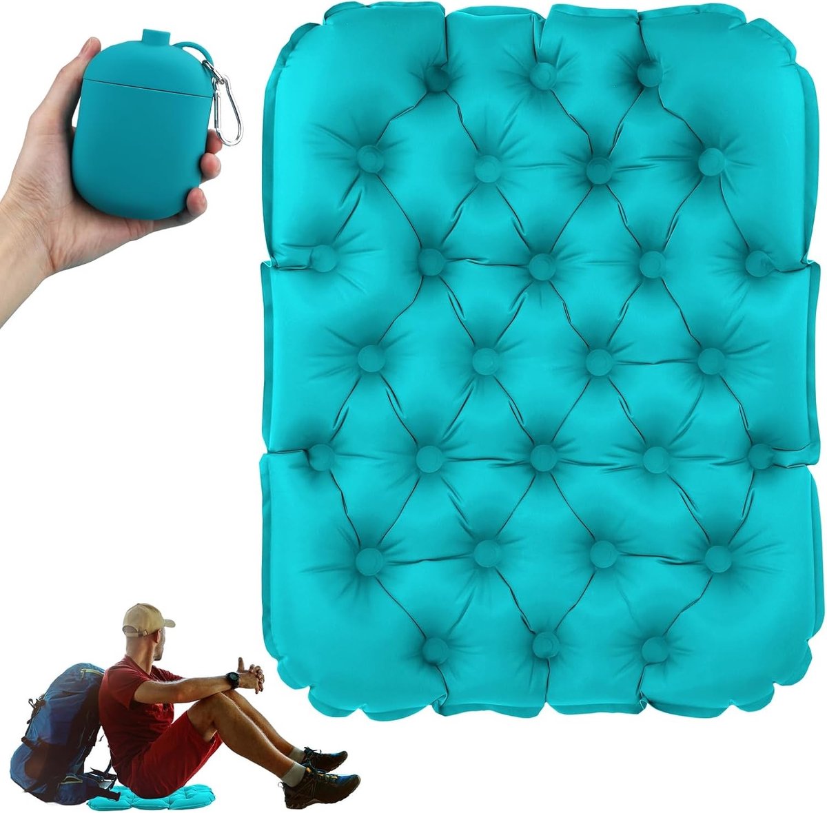 Opblaasbaar Waterdicht Luchtkussen - Ultra Licht Reiscushion voor Strand, Backpacken en Kamperen, Perfect voor Visserij en Buitenactiviteiten