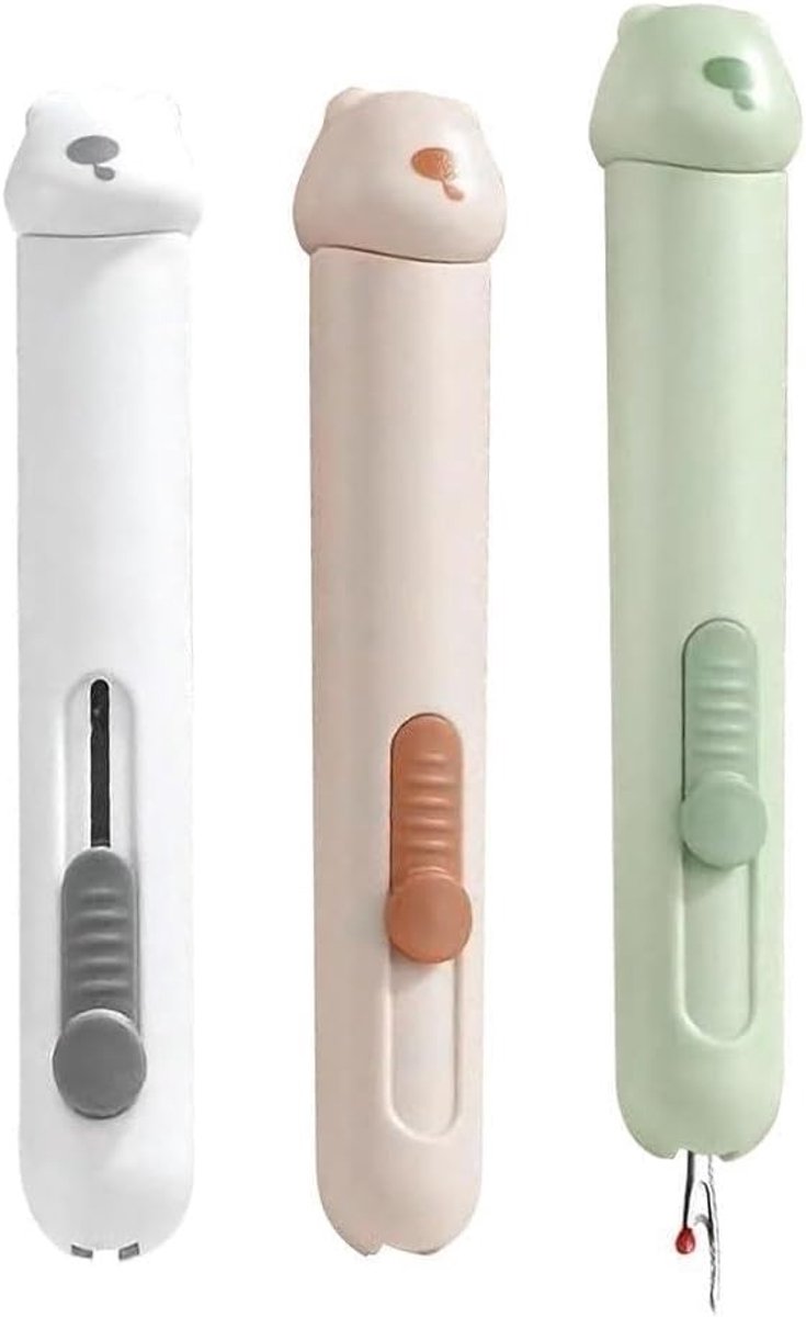 3 Stuks Draagbare Naaldinrijger en Tornmes Set voor Naaien, Handwerk en Reparaties - Multifunctionele Naaiaccessoires