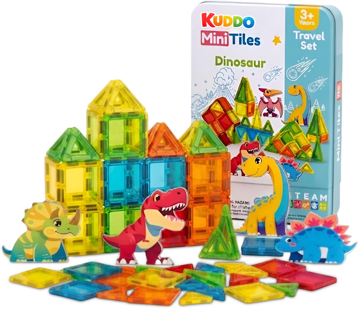 Kuddo Magnetic tiles mini - Dino - 45 pcs
