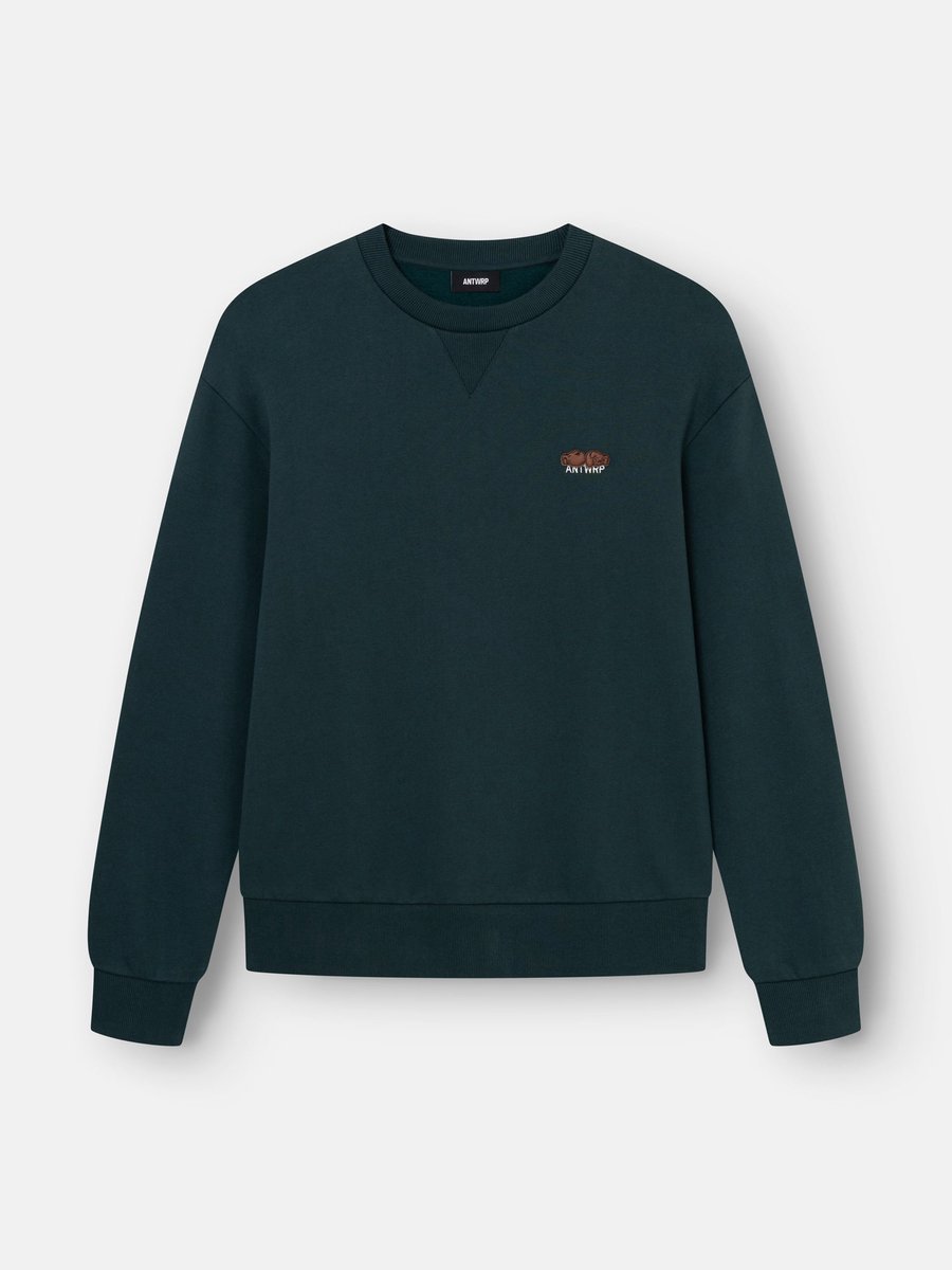 Antwrp sweater groen met geborduurd logo met bokshandschoenen voor heren - XL (42)