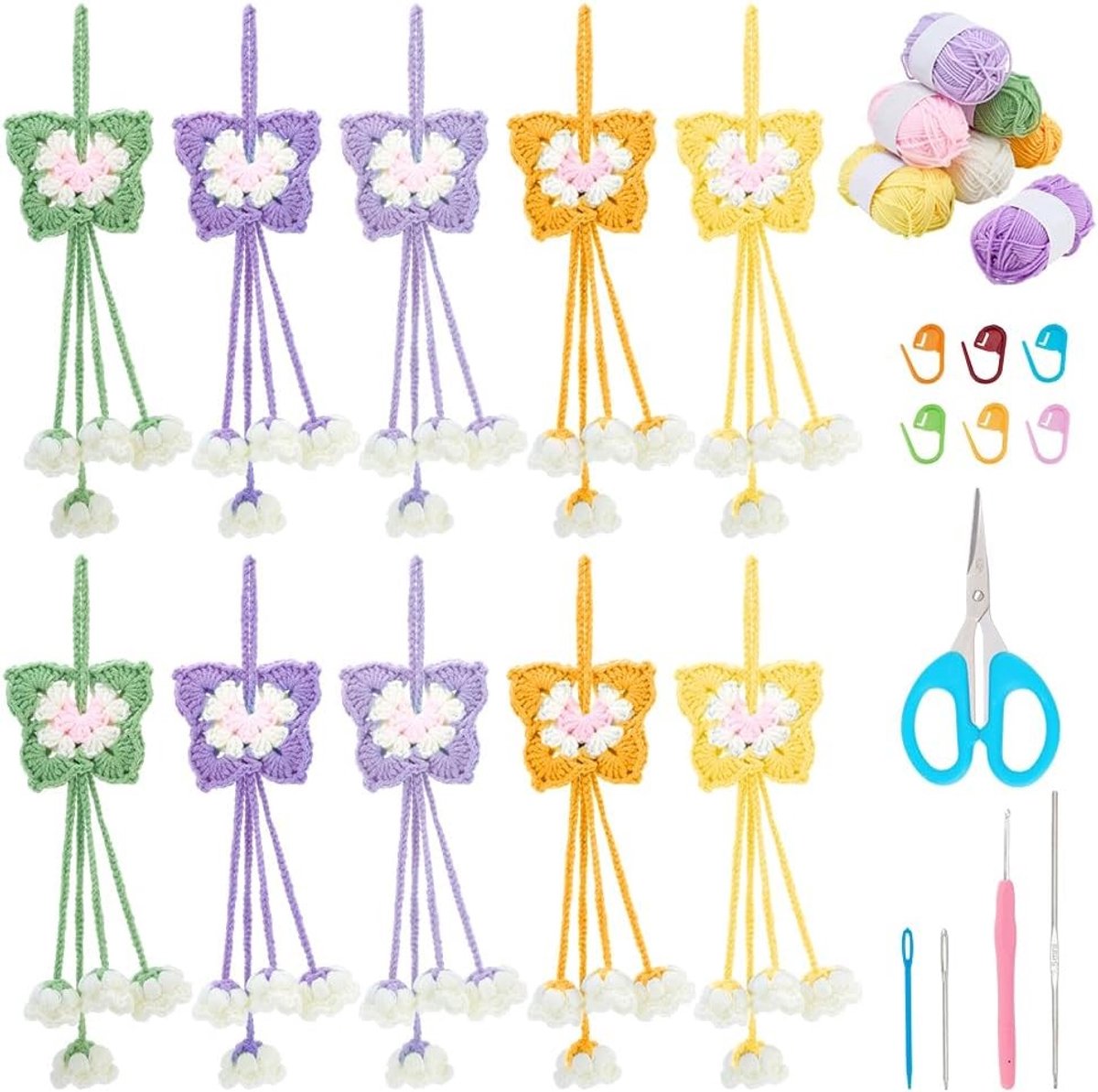 10-delige Haakset voor Beginners - DIY Bell Flower Forest Haakprojecten met Stapsgewijze Video Tutorials en Brei Benodigdheden voor Volwassenen