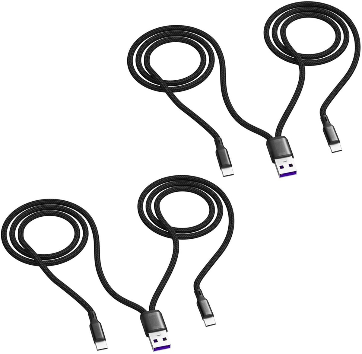 2-Pack USB C Multi-Charging Kabels 1.2 m, USB C Splitter 1 naar 2, Duurzame Nylon Y Kabel voor Telefoons en Tablets, Veelzijdige Oplossing voor Snelladen