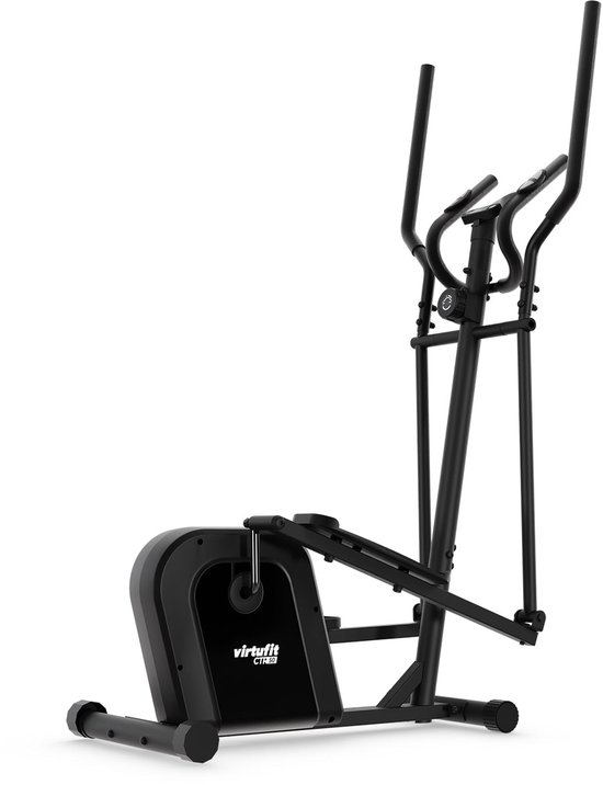 Zwarte VirtuFit crosstrainer CT50 met een robuust frame en pedalen, op een witte achtergrond.