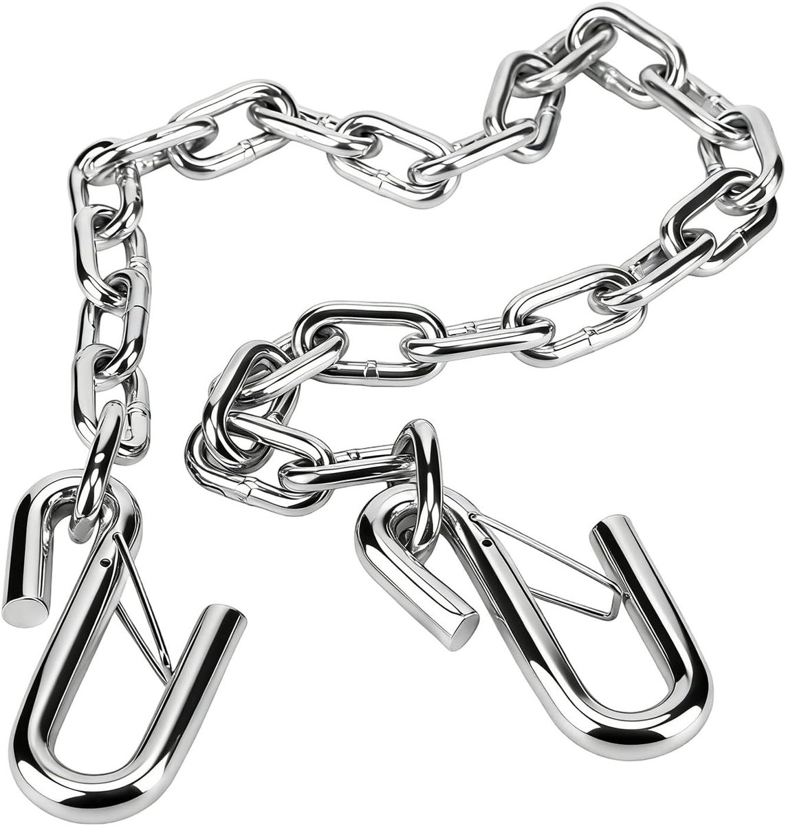 Veilige Trailer Ketting 1m met 3500LB Laadcapaciteit - Gegalvaniseerd Staal Touwkabels met Dubbele Veerclips voor Aanhangwagen en RV - 7mm Dikte