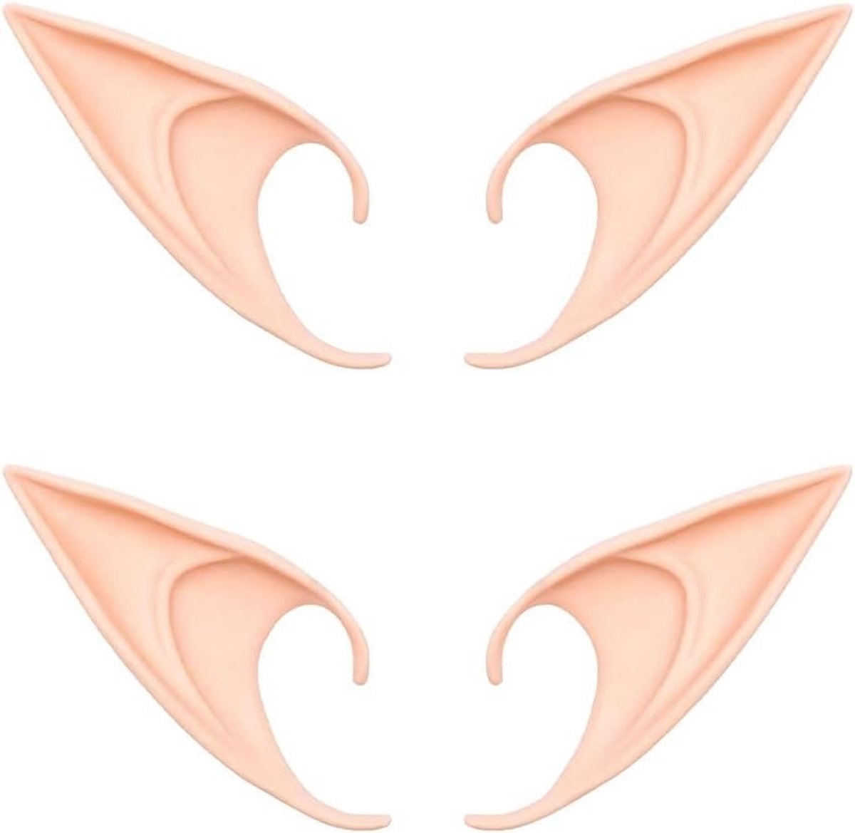 2 Paar Latex Elf Oren, Zachte Cosplay Fairy Goblin Oortips voor Volwassenen, Perfect voor Halloween, Kerst en Feestjes, Kostuumdecoraties en Accessoires