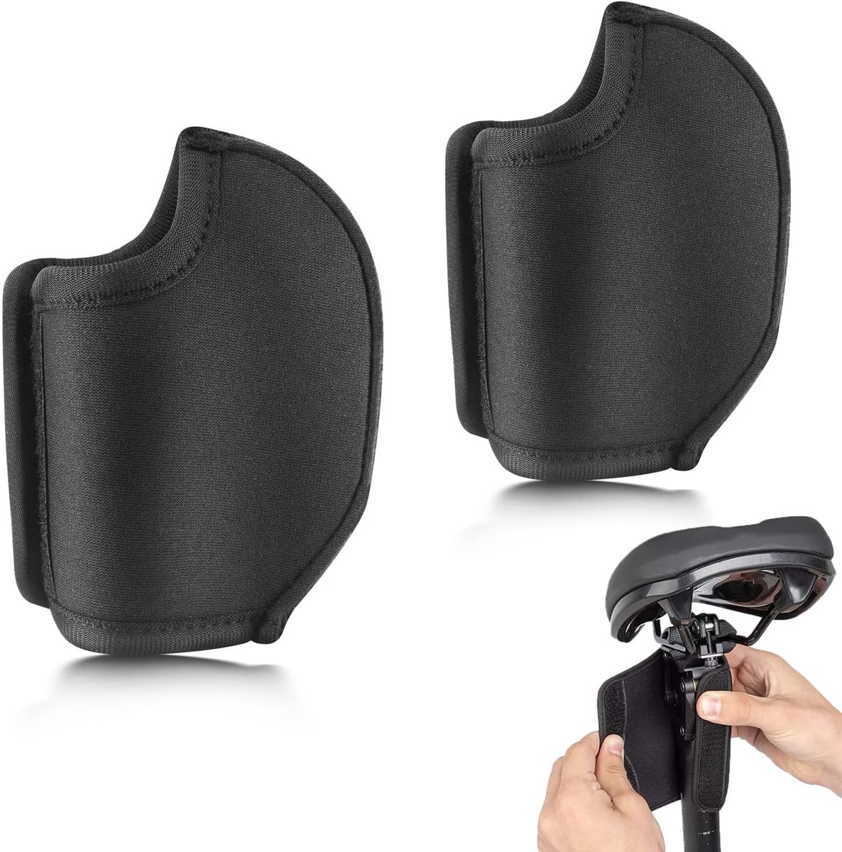 Set van 2 Vering Beschermhoezen voor Zadelpennen, Neopreen Cuff, Nylon Ketting en Stofbescherming voor Optimale Bescherming en Comfort