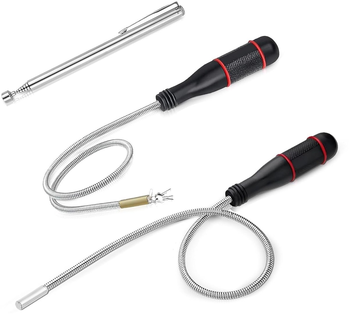 3-delige Magnetische Lifter met Flexibele Gooseneck voor het Oppakken van Kleine Onderdelen, Sterke Magnetische Grip en Uittrekbare Stang