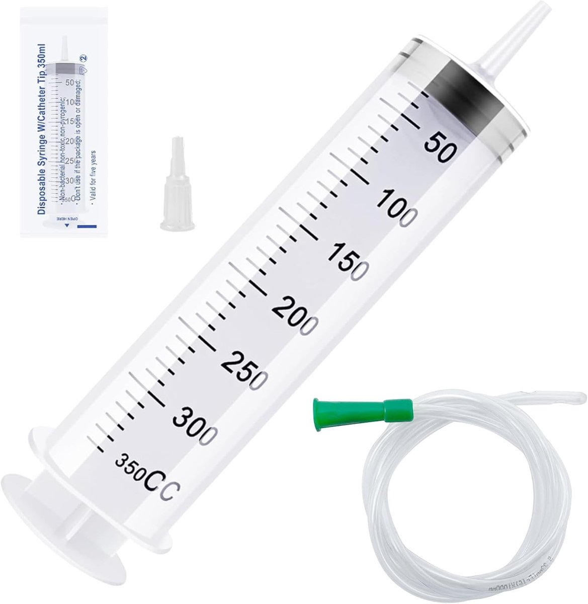 Grote 350ml Herbruikbare Plastic Spuit met 1m Slang, Ideaal voor Laboratorium, Voedsel en Dierengeneeskunde