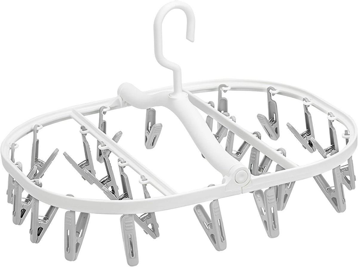 Droogrek radiator - Grijs - 24 Clips - Opvouwbaar Plastic Kledingdroogrek - Voor Delicate Kleding en Babykleding