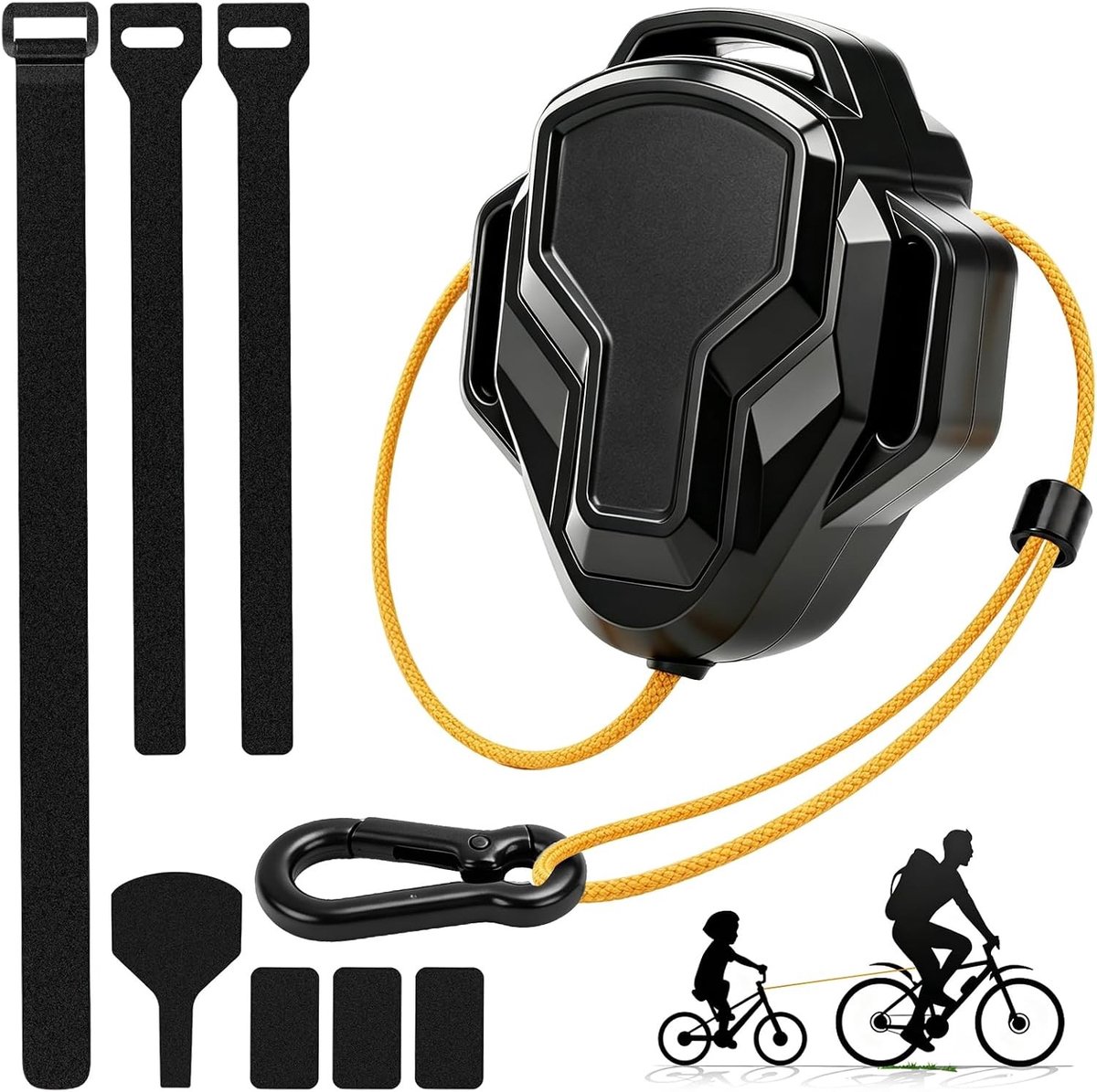 Fiets sleeptouw - Zwart - 2,5 meter - Elastisch met Veiligheidsveer - Voor Kinderen en Familie