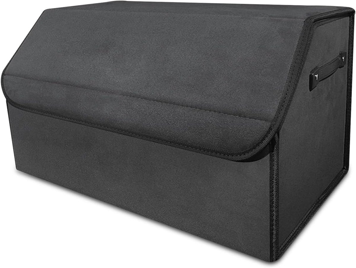 Antislip autokofferbakorganizer, opvouwbare premium kofferbaktas met deksel, kofferbakorganizer met duurzaam handvat voor auto/SUV/vrachtwagen (medium) A