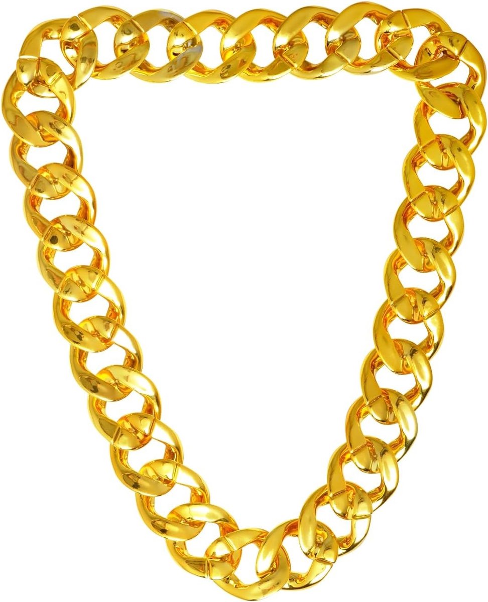 Gouden Schakelketting voor Mannen - Brede Linkketting voor Hip Hop, Cosplay en Halloween Feestjes van Plastic