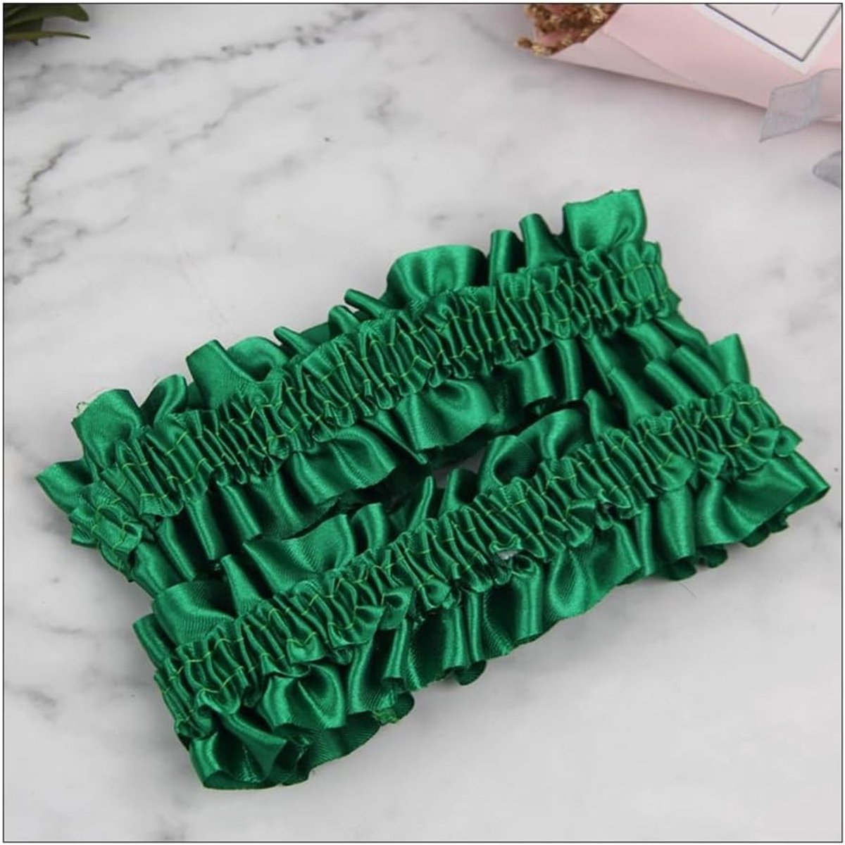 Elastische satijnen kousenbanden voor bruiloft - 4 x 12 cm - Bruidsaccessoires in groen, Perfect cadeau voor bruid en bruidsmeisjes