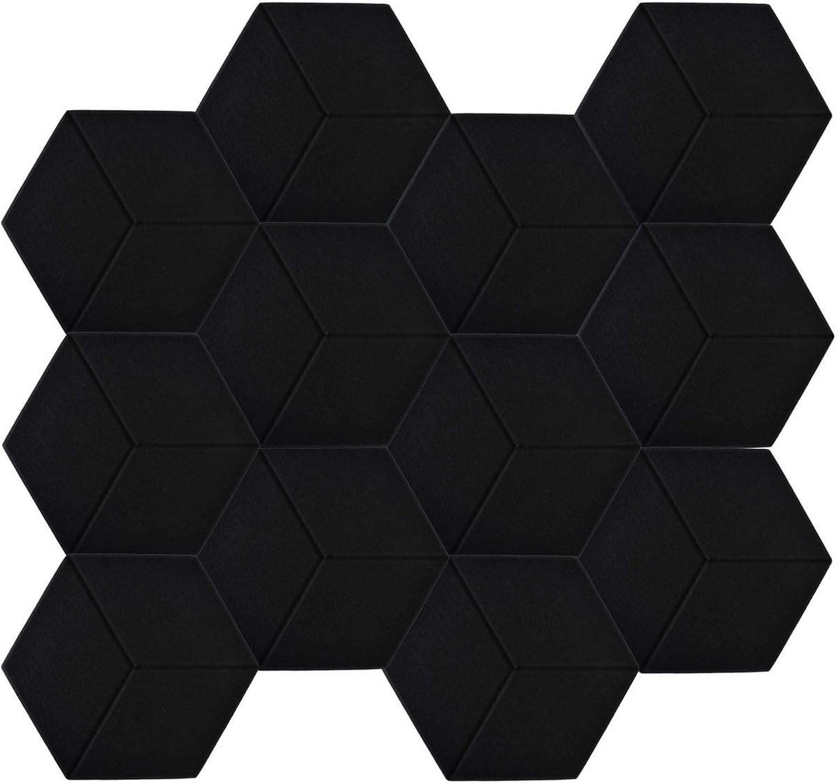 Hexagonale Geluidsabsorberende Platen voor Wanddecoratie en Geluidsisolatie 30 x 26 x 1 cm - Set van 12 voor Effectieve Geluidsbeheersing en Akoestische Verbetering