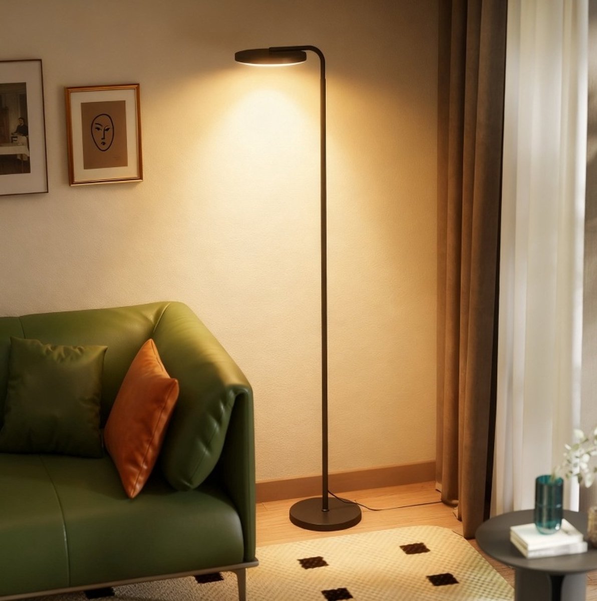 MODFU - Staande Lamp - LED - Draaibaar - Afstandsbediening - Zwart - Acryl