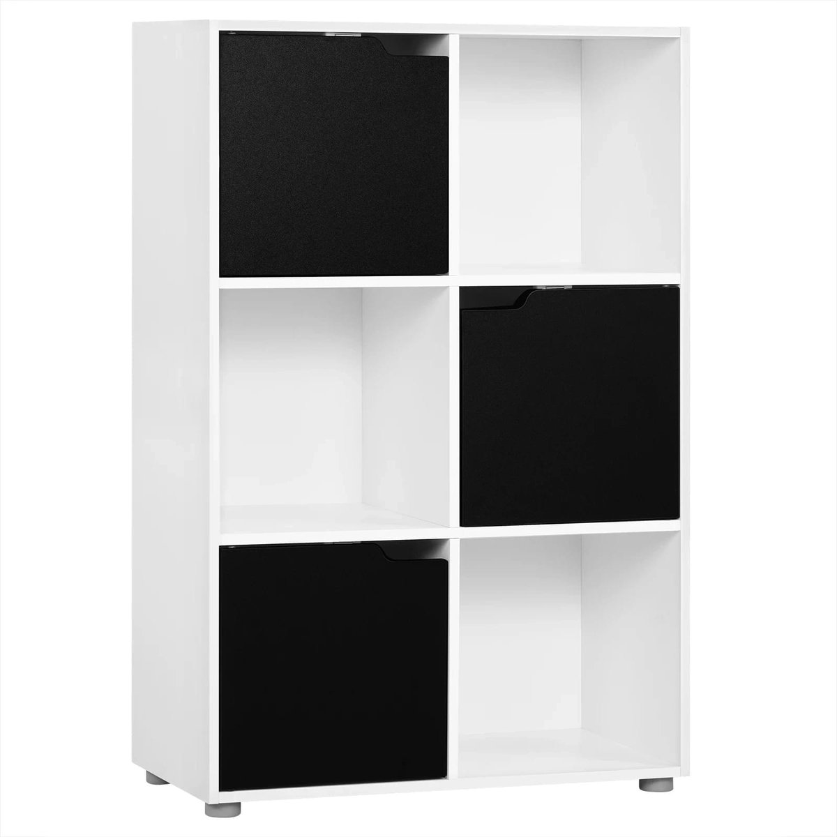 Klarven Boekenkast Kind Wit + zwart - Boekenkast Kinderkamer - Boekenkastje - Boekenkast met Deuren - Boekenkasten - Bookcase - 6 Vakken, Compact en Stabiel - Eenvoudig te Monteren - B59,7xd29,7xh91cm Rustiek bruin