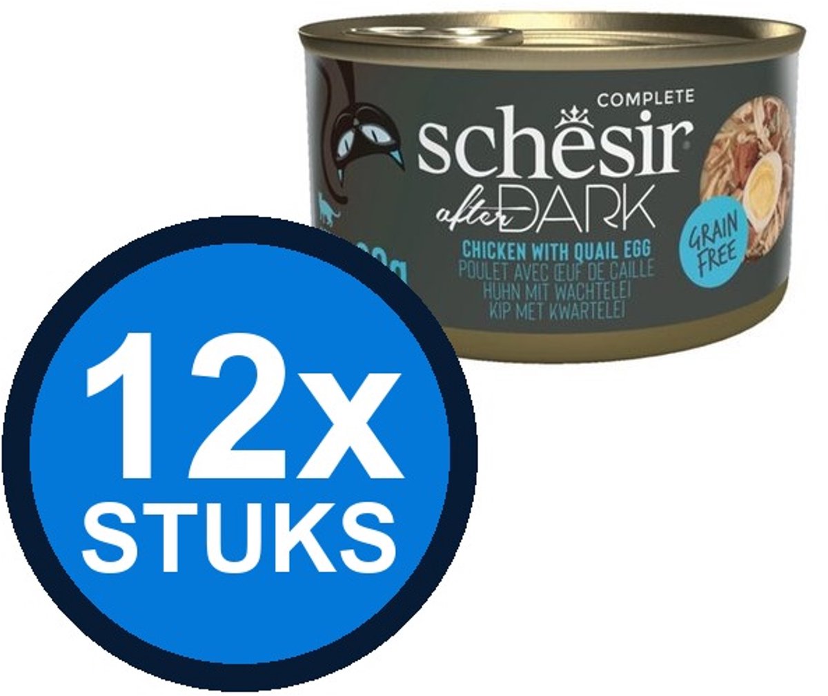 12x Schesir After Dark kat blik bouillon kip&kwartelei 80gr
